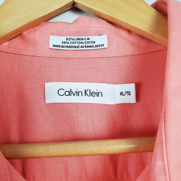 CALVIN KLEIN | Men's Cotton Linen Button Down Shirt - Picture 3 of 5